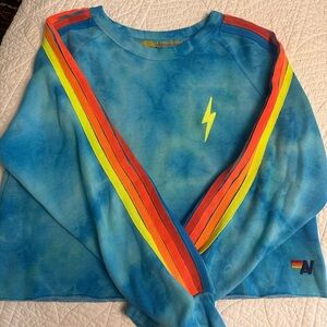 Aviator Nation — bolt embroidery classic cropped crew sweatshirt